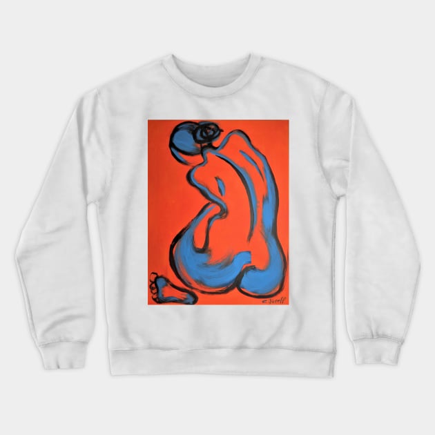 Abstracted Orange Nude Crewneck Sweatshirt by CarmenT